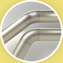 silver handrail bends