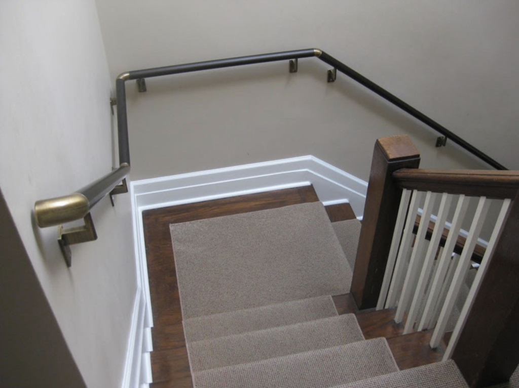 Stair handrail for elder-proofing.