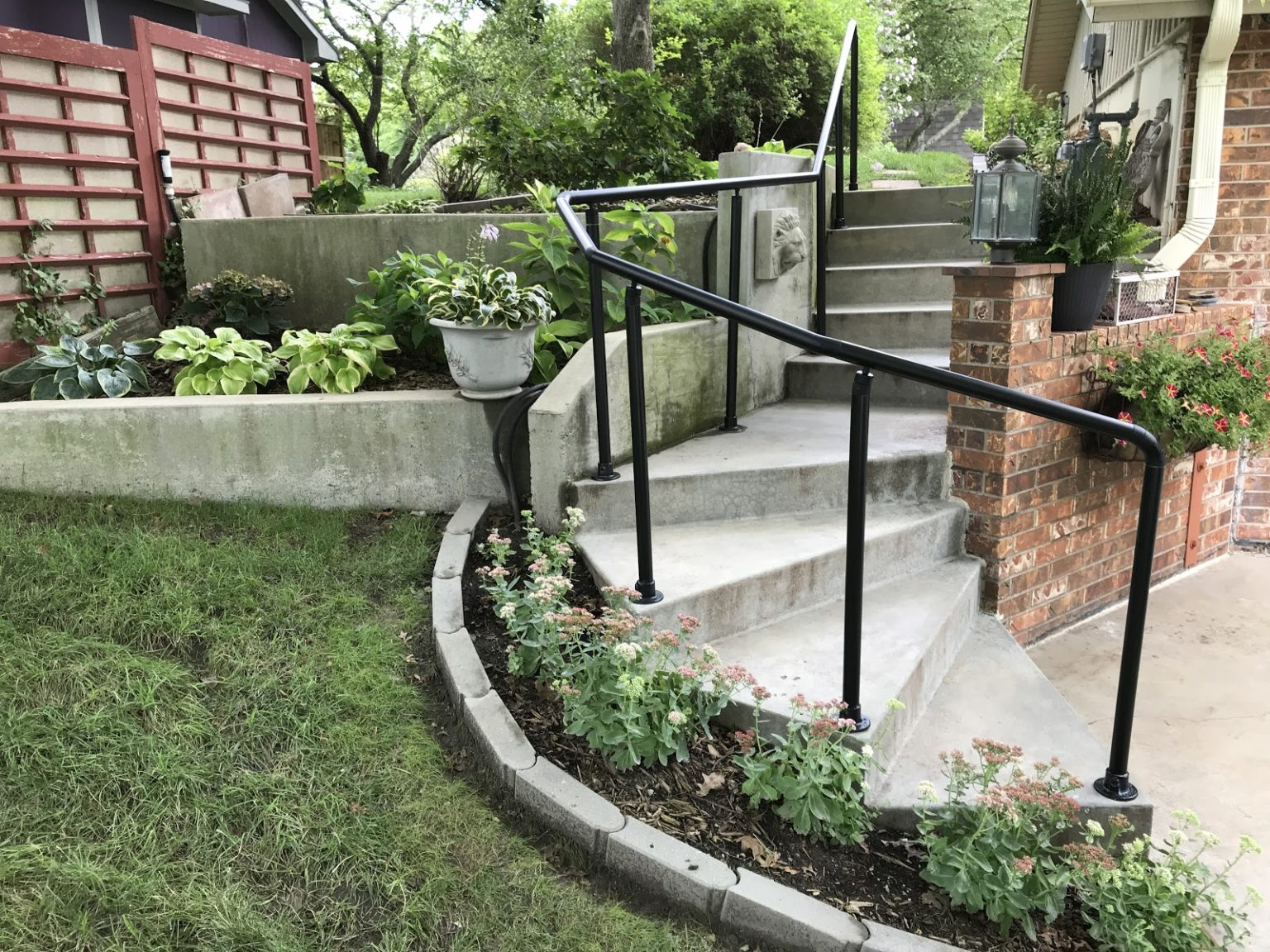 Handrail Design with Garden Backdrop