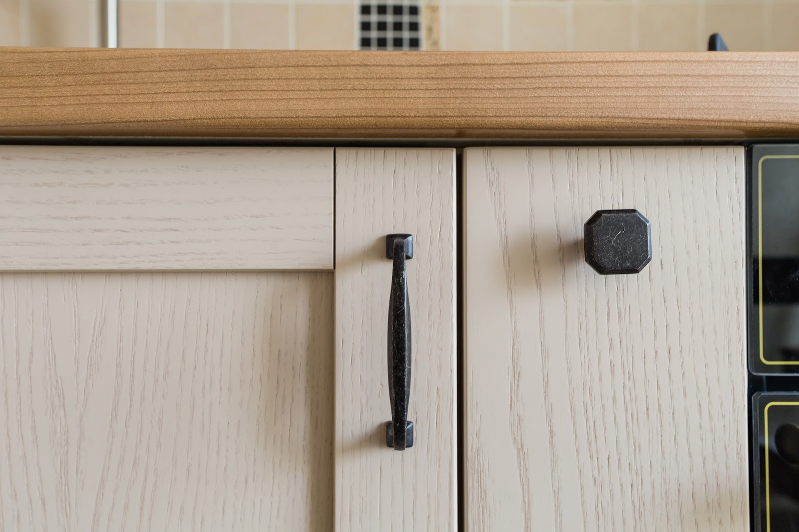 Cabinet door handles for accessibility.